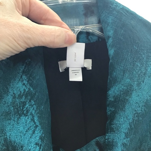 Chico’s Lustrous Shine Sindy Blazer Jacket Button-Up Cocktail Party Teal Size 0 - Picture 9 of 10
